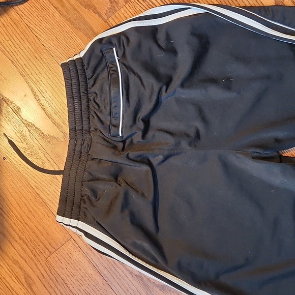 Adidas Joggers Men's Black and White Stripes Pockets - Picture 4 of 5
